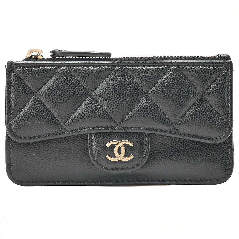 CHANEL シャネル マトラッセ キャビアスキン カードケース 黒 ゴールド金具 レディース【中古】【送料無料】 64,900円
