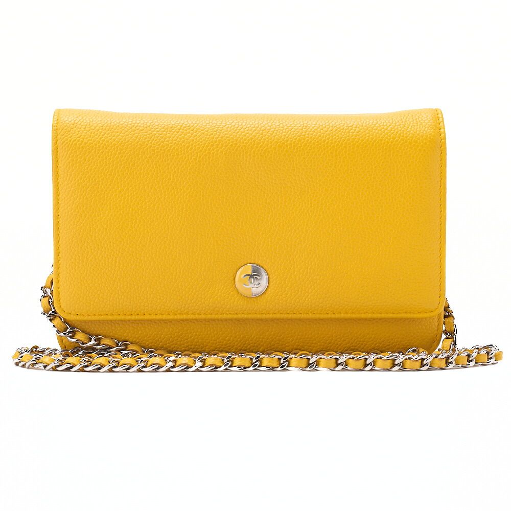 CHANEL シャネル　キャビアスキン　 ココマーク 　チェーンウォレット　シルバー金具　 ブランド【中古】【送料無料】