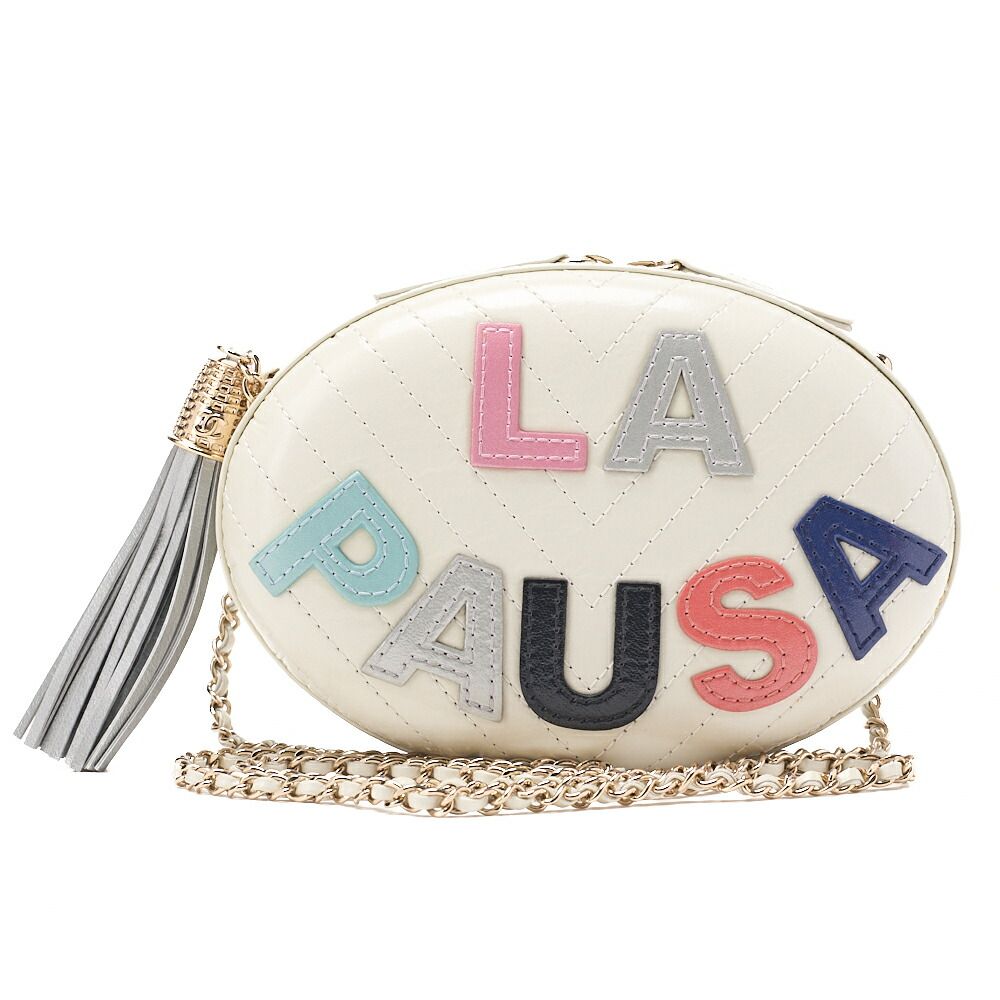 CHANEL シャネル レザー Vステッチ ラパウザ フレンジー付き 長円形 チェーンショルダー 白 (ゴールド金具)レディースウォレット 折財布 レディース財布 【中古】【送料無料】