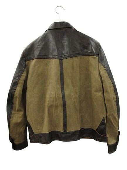 革ジャン ホースハイド キャンバス ジャケット 3XL 馬革 茶芯 カーキ