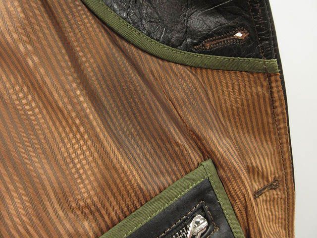 革ジャン ホースハイド キャンバス ジャケット 3XL 馬革 茶芯 カーキ