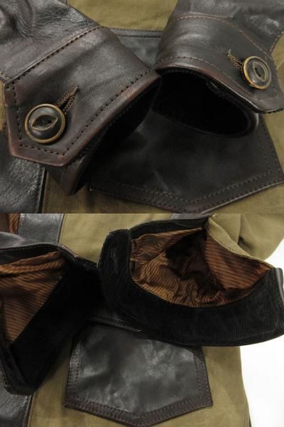 革ジャン ホースハイド キャンバス ジャケット 3XL 馬革 茶芯 カーキ