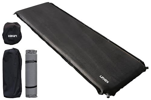 ★新品★角利産業KAKURI インフレーターマット シングル スウェード調 7cm厚 アウトドアマット キャンプ 車中泊 自動膨張 コンパクト 収納袋付グレー