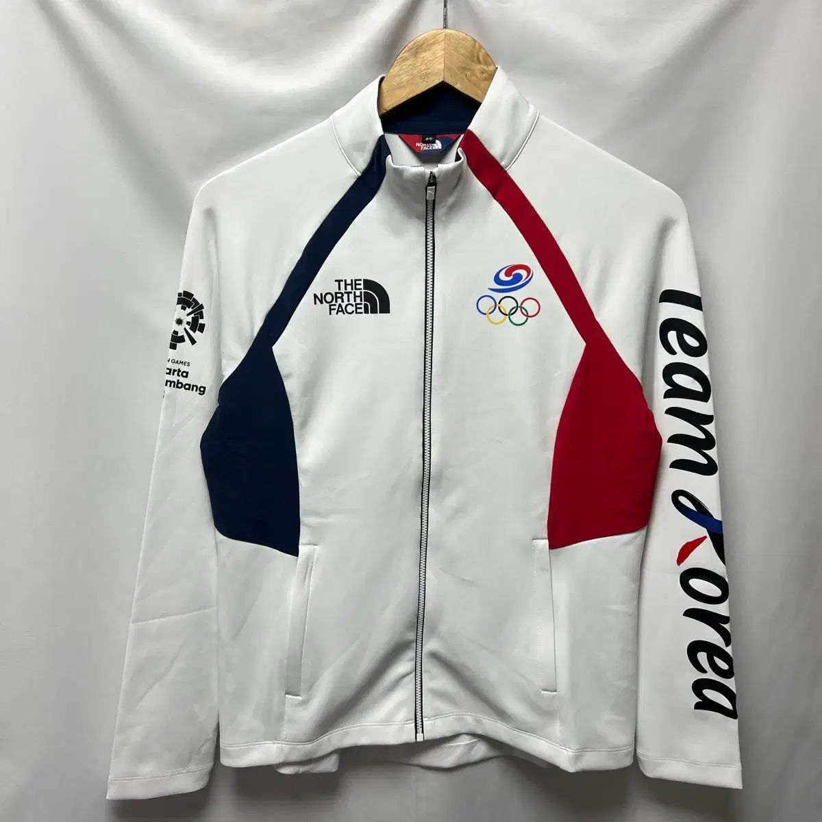 正規品/ウィメンズL THE NORTH FACE ザノースフェイス チームコリア 韓国国家代表 Asian Games 白 ジャケット ジップアップ