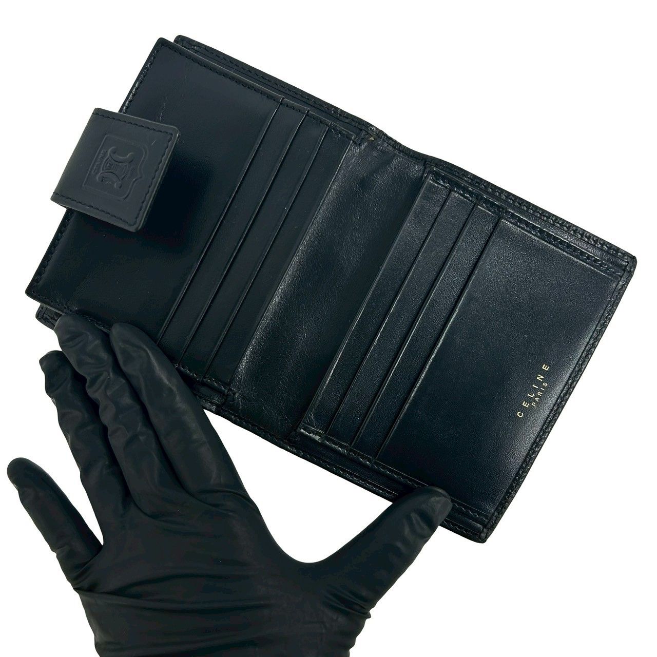 極美✨CELINE マネークリップ マカダム柄 レザー ブラック 極 美品 CELINE セリーヌ ヴィンテージ マカダム ブラゾン 柄 レザー