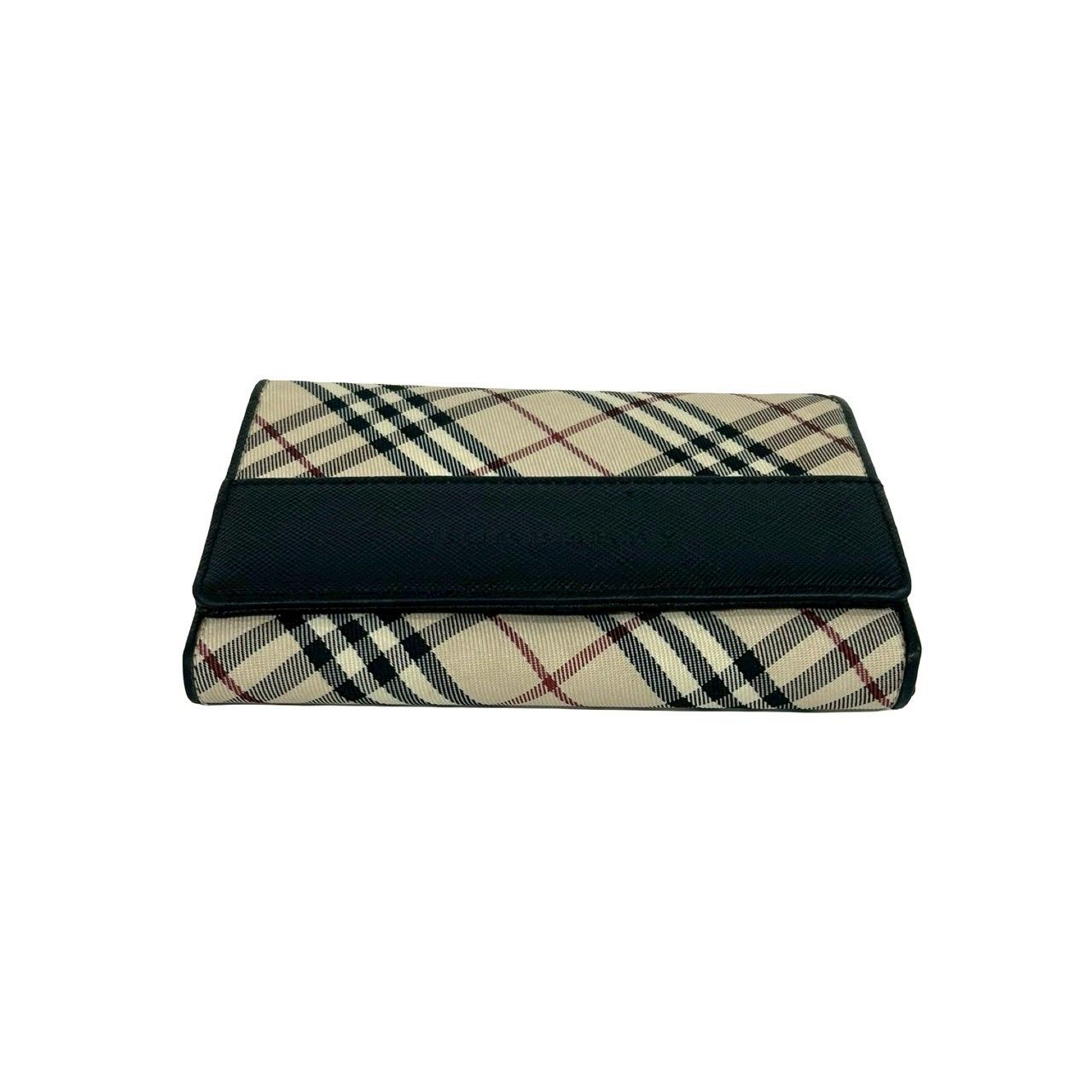 未使用級✨バーバリー ノバチェック 三つ折り財布 ベージュ レザー 付属品完備 極 美品 BURBERRY バーバリー ノバチェック 柄 ロゴ キャンバス レザー