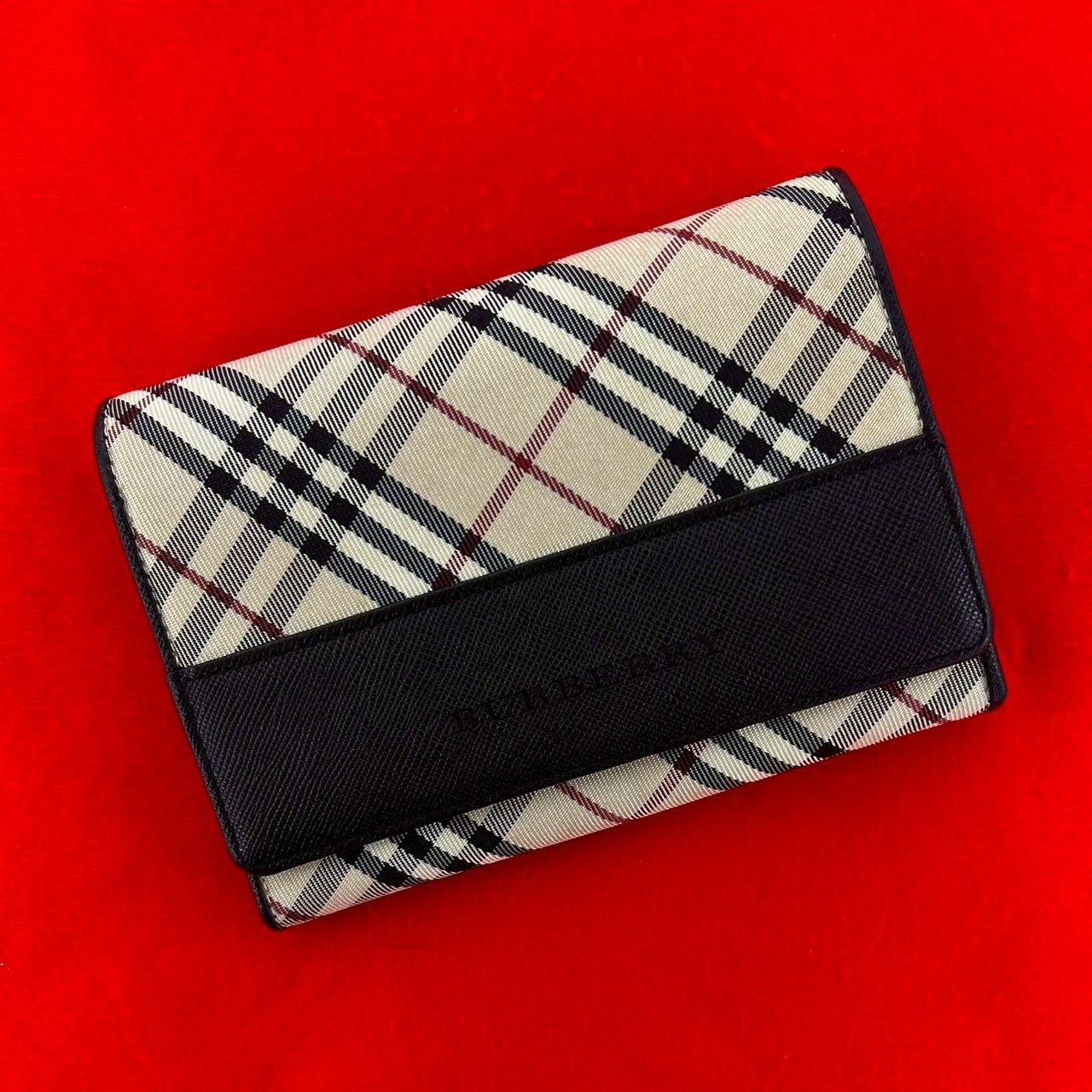 極 美品 BURBERRY バーバリー ノバチェック 柄 ロゴ キャンバス レザー