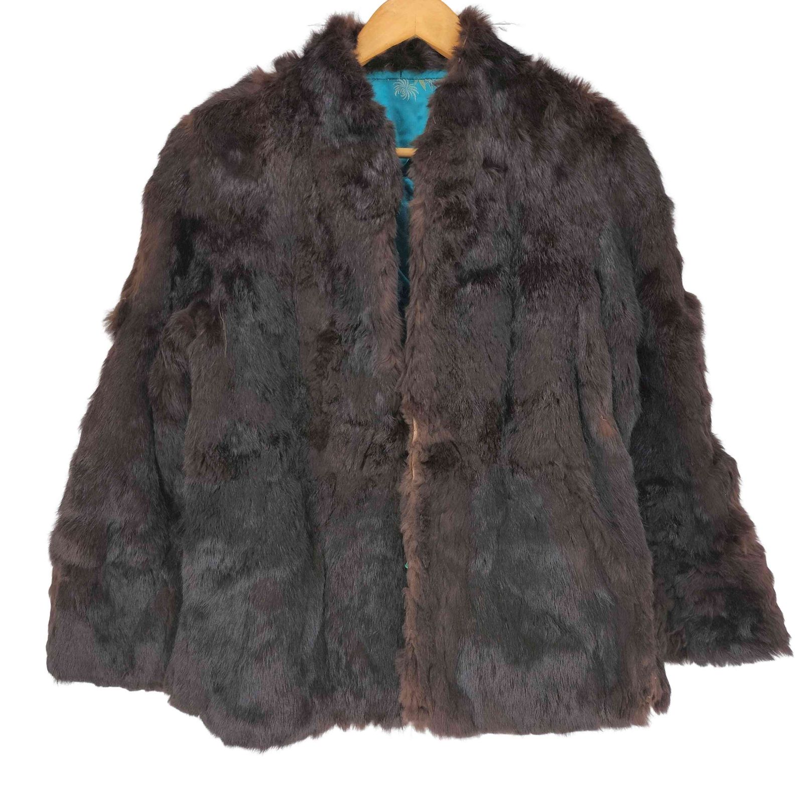 ユーズドフルギ USED古着 裏地花柄刺繍 fur jacket ファージャケット レディース 表記無 9,387円