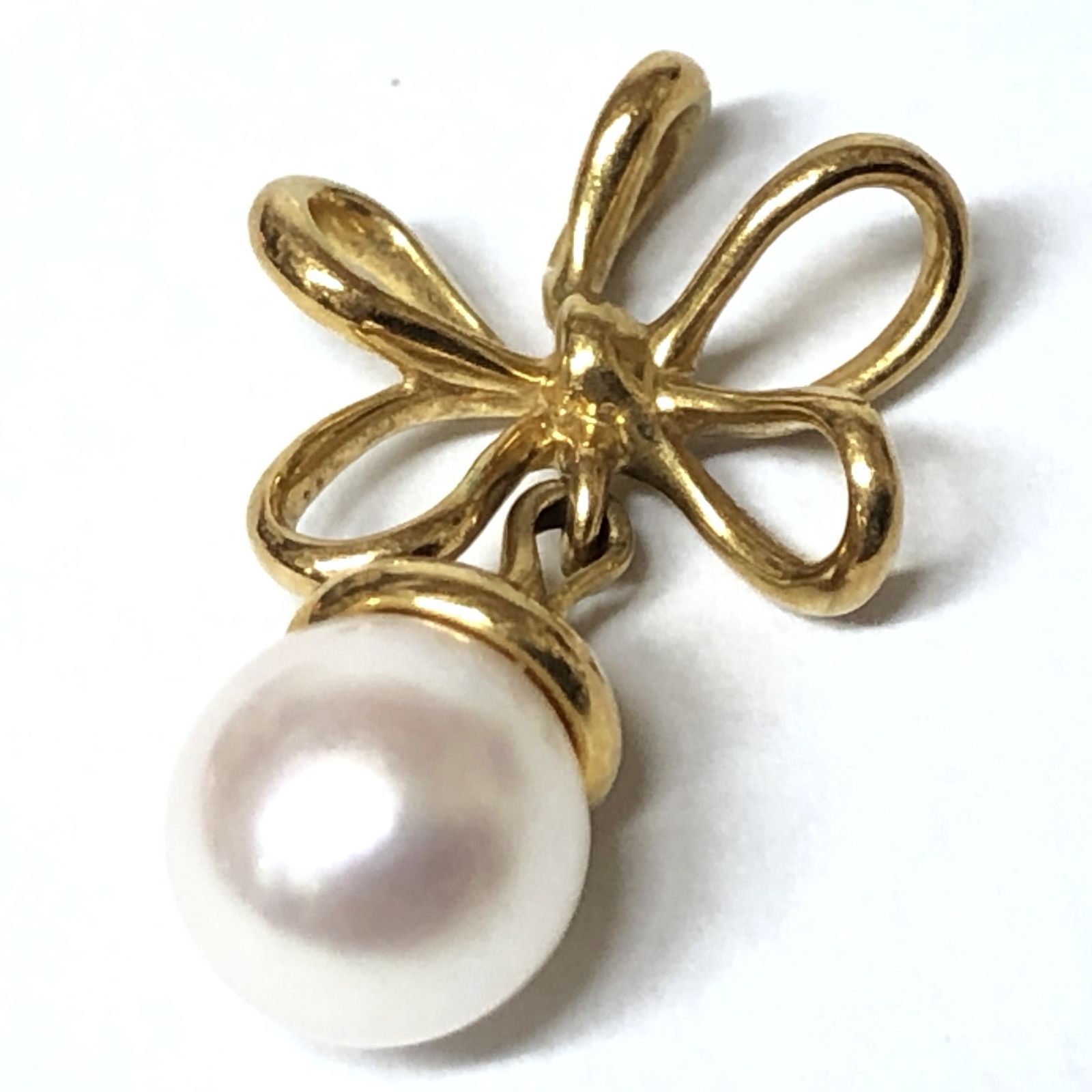 m001 X Tiffany ティファニー パール ペンダントトップ T&Co 750 イエローゴールド 真珠 アクセサリー