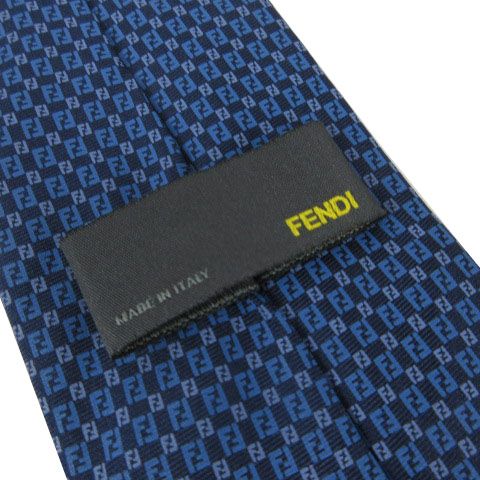 フェンディ FENDI ズッカ柄 ネクタイ シルク イタリア製 総柄 ブルー