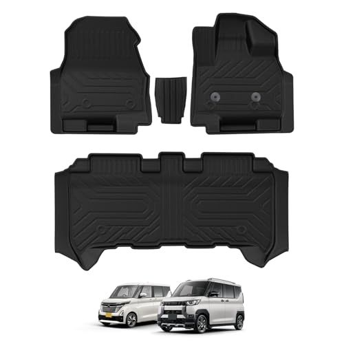 R★Virauto 新型 日産 ルークス 40系 3D フロアマット 1列目用&2列目用 4代目 3代目 ニッサン 2020年3月~現行 三菱 デリカミニ 30系 2023年5月~現行 専用設計 トランクマット カーマット TPE 滑り止め 防水 キズ&汚れ防