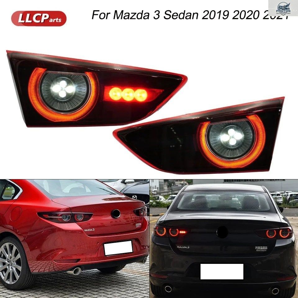 マツダ3セダン2019-21用リアインナーテールライトLEDテールランプターンシグナルランプ警告ストップライト車