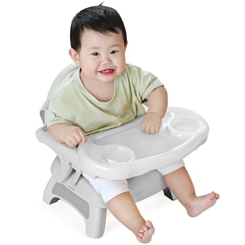 ベビーチェア ローチェア 赤ちゃん 離乳食 椅子 折りたたみ お食事椅子 CPC認証済み 出産祝い 高さ調節 多機能 ６か月~3歳 収納袋セット (グレー)pms