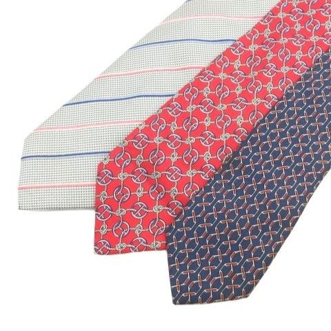 エルメス HERMES ネクタイ 3本セット まとめ ストライプ 総柄 ■GY47