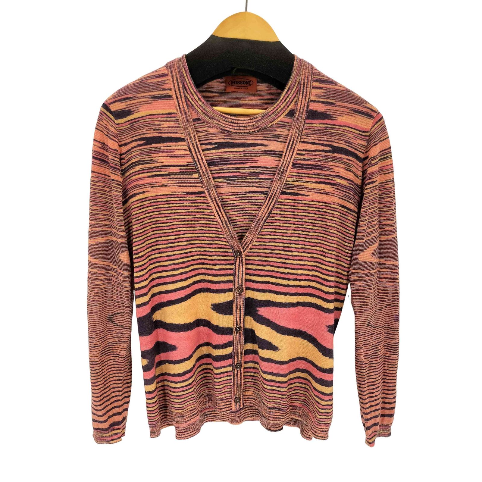ミッソーニ MISSONI ストライプ 半袖ニット カーディガン アンサンブル