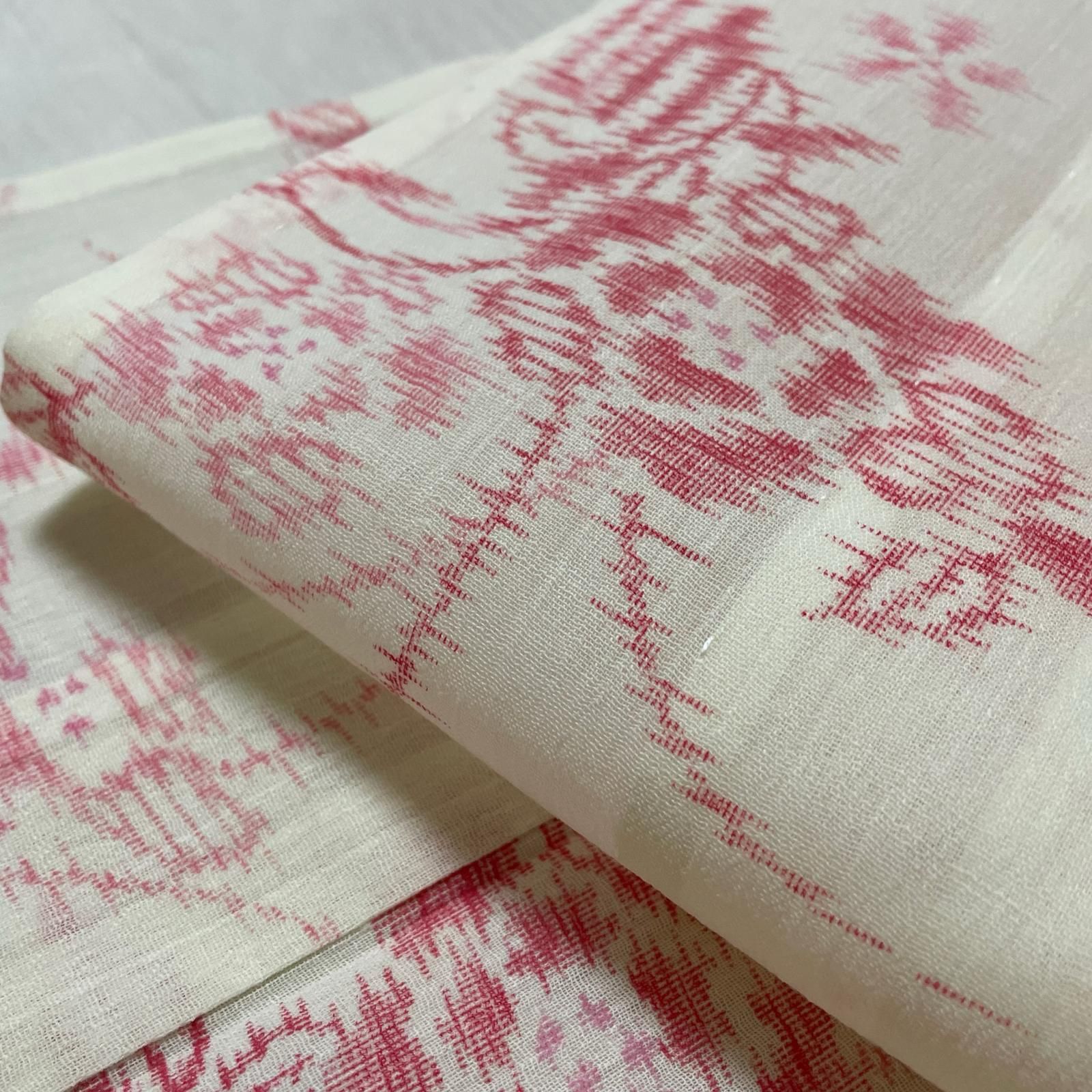 夏着物 紗紬 上品な花模様 着物 正絹 X-4118