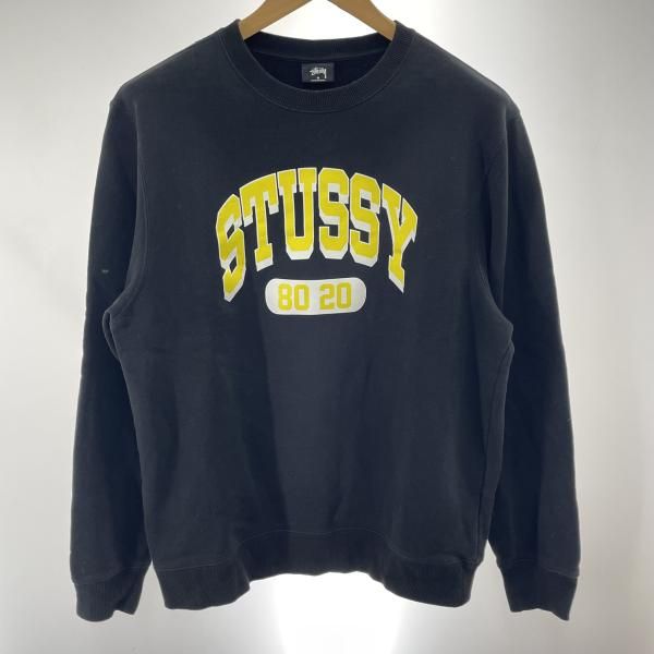 【中古】STUSSY 8020 ロゴスウェット サイズM 黒/黄/白 ステューシー[91]