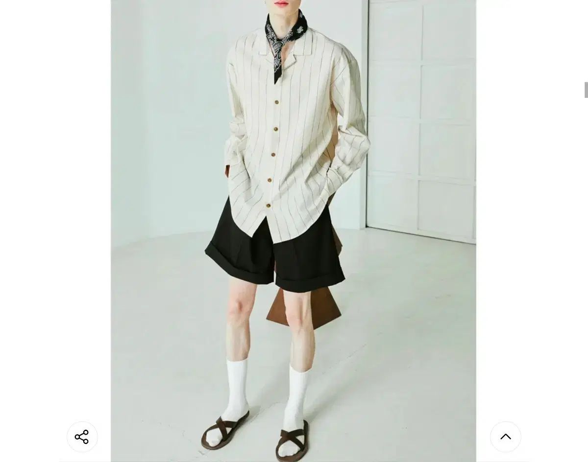 SSY クリア ストライプ リネン リラックスドフィット シャツ アイボリー (新品)