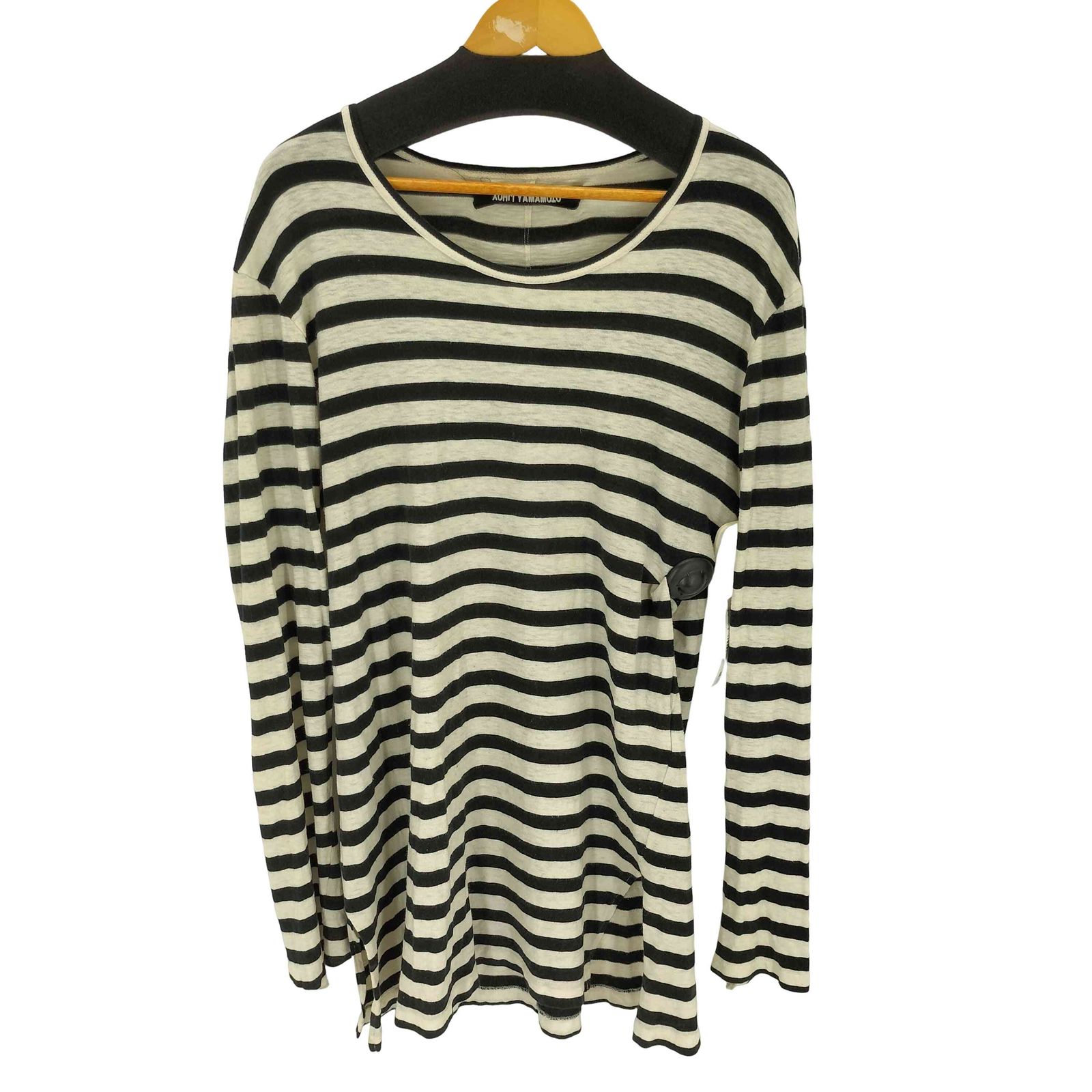 ヨウジヤマモト Yohji Yamamoto 20SS 天竺ボーダー Uネック長袖Tee メンズ 3