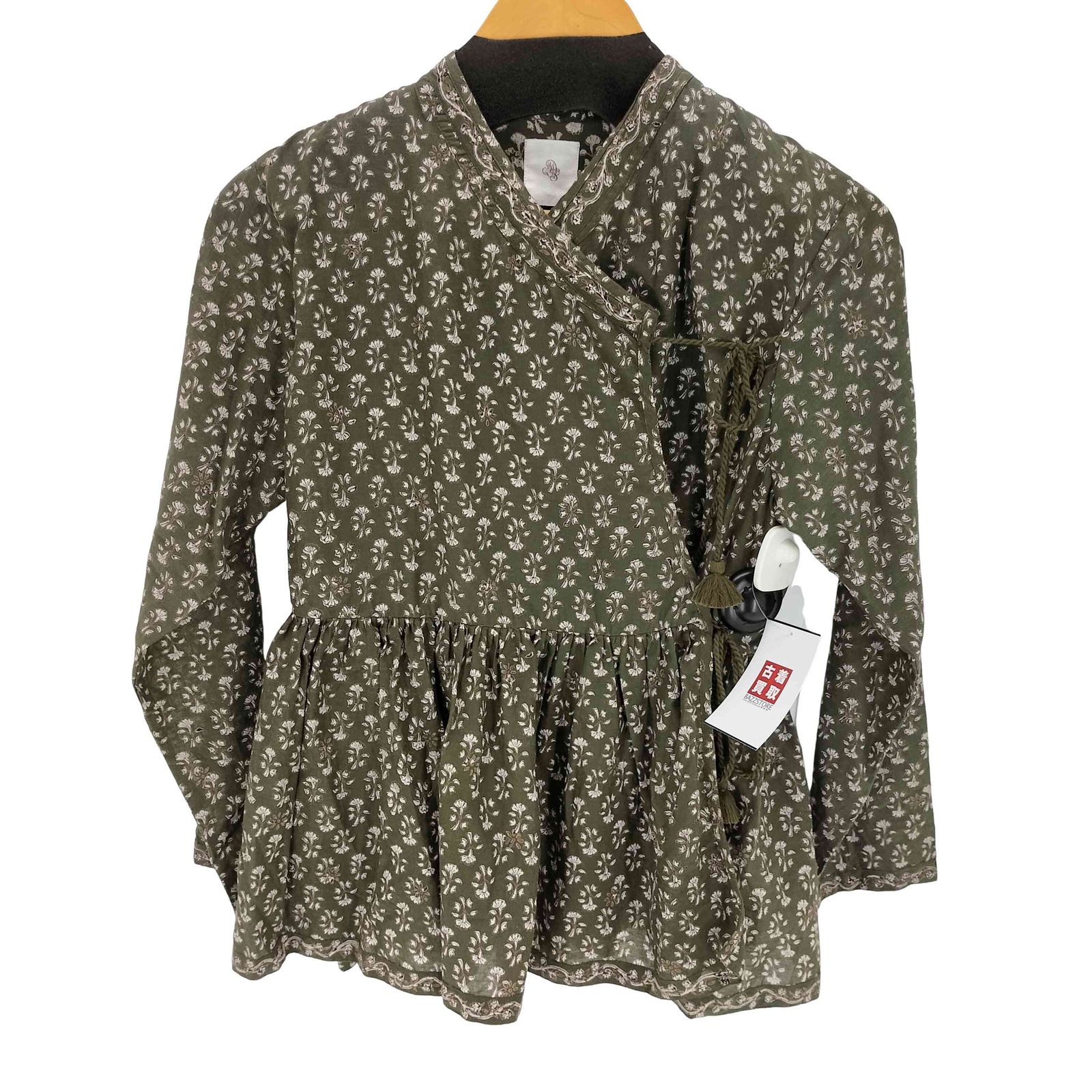 ユーズドフルギ USED古着 {{Maison de soil}}Flower block print gathered cache coeur blouse レディース 2