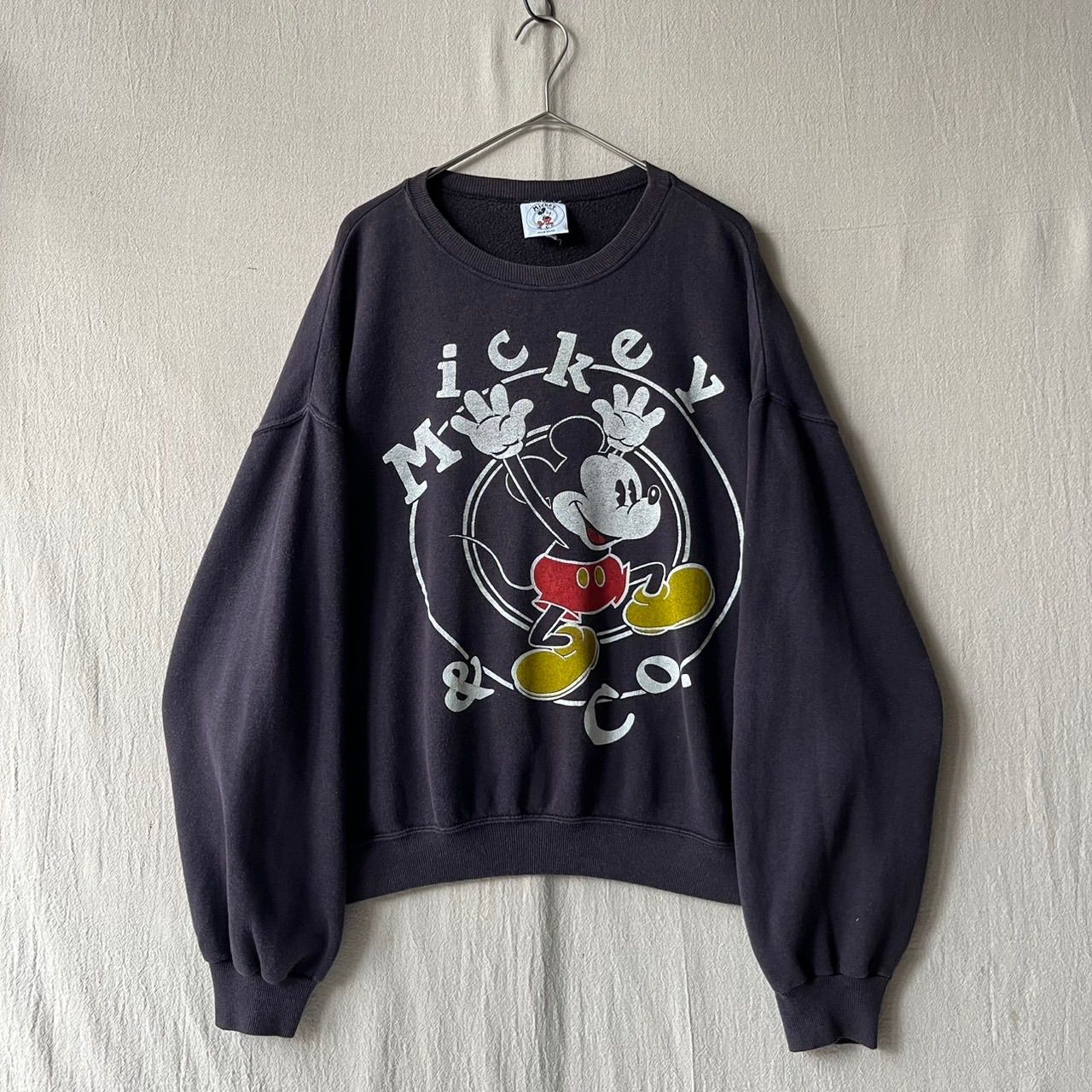 ミッキーマウス　ディズニー　スウェット　ブラック　90s USA製 USA製 90s Mickey & Co. byJ.G.HOOK スウェット / L ブラック Disney