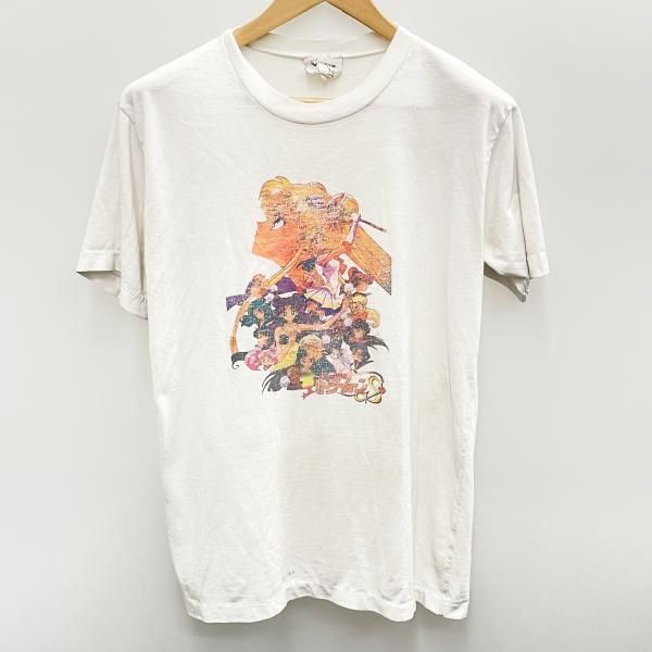 【中古】ブランド不明 セーラームーン プリントTee サイズXL ホワイト 汚れ・プリント傷みあり[91]