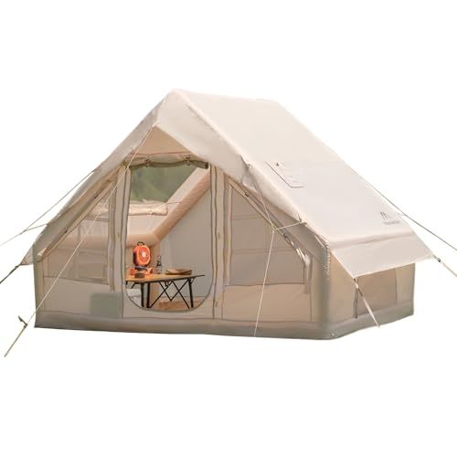 【公式】 Mountainhiker エアテント 小屋型 3-4人用 簡単設営 300×210×200cm TPU天窓付 1ドア（二重構造：布＋メッシュ） 家庭キャンプ用 防水3000mm UVカット 通気性 初心者向け★m 7ebbb69a