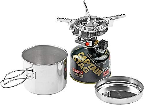 キャプテンスタッグ(CAPTAIN STAG) 一人用鍋セット オーリック 小型 ガスバーナーコンロ・クッカーセットM-6400t