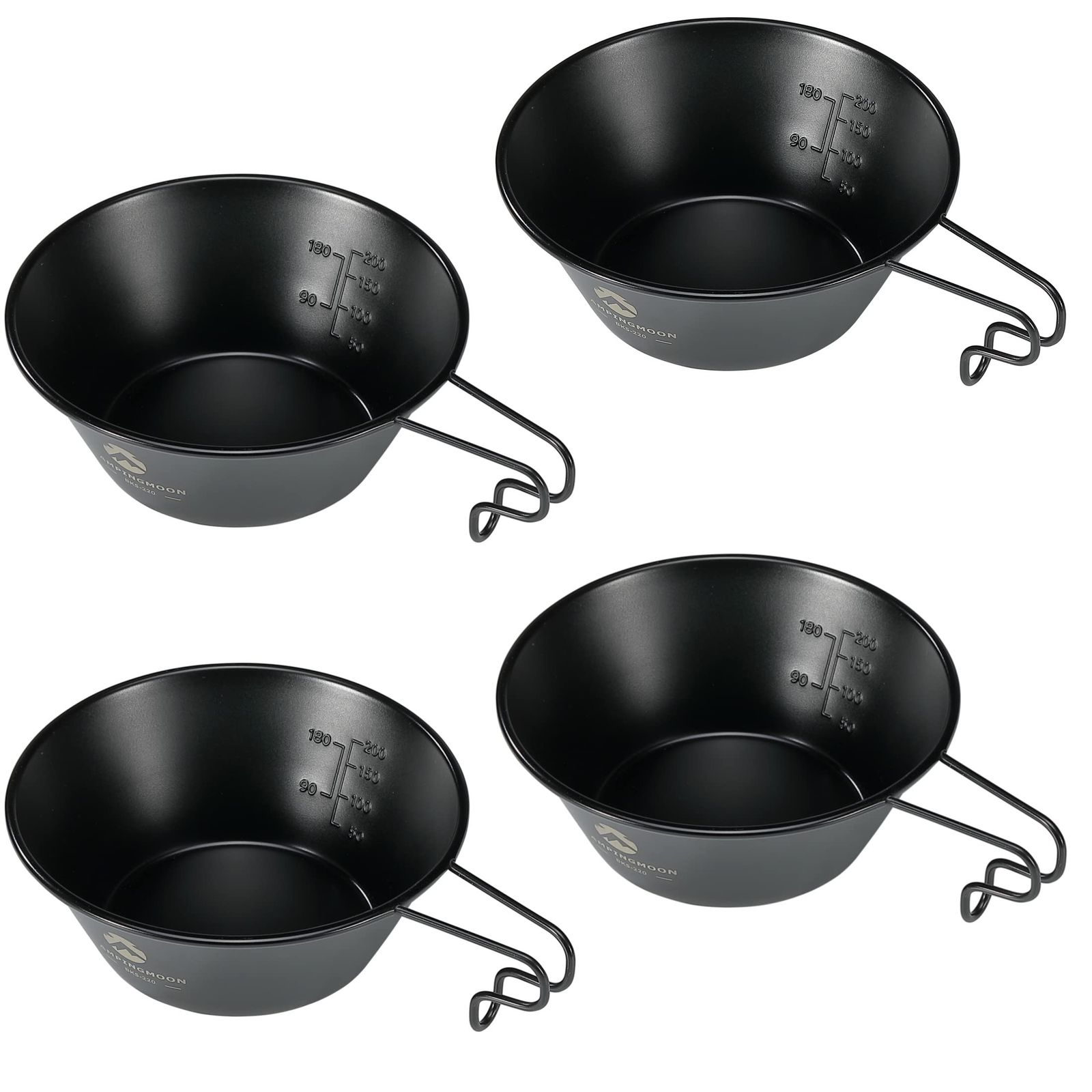 キャンピングムーン(CAMPING MOON) シェラカップ 黒 黒シェラ キャンプ用 コップ ステンレス 310ml 4点セット BKS-220-4Pt