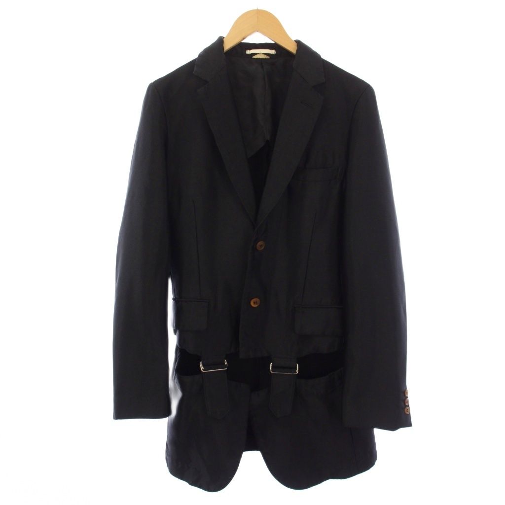 コムデギャルソンオムプリュス COMME des GARCONS HOMME PLUS AD2019 20SS オルランド期 製品染め バックル テーラードジャケット S 黒 PE-J063 /BM