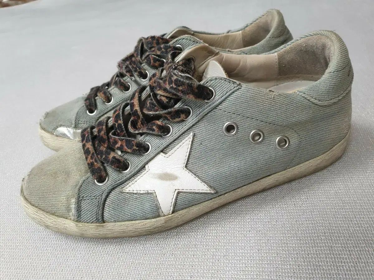 GOLDEN GOOSE ゴールデングース SuperStar デニム レオパード柄 紐 スニーカー 37 240
