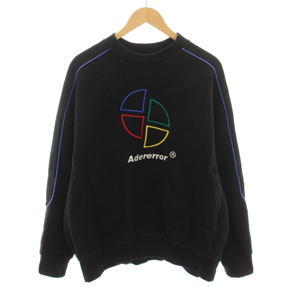 アーダーエラー ADER ERROR ロゴクルースウェット LOGO CREW SWT トレーナー クルーネック 長袖 ロゴ刺繍 3 黒 ブラック 青 ブルー /YT