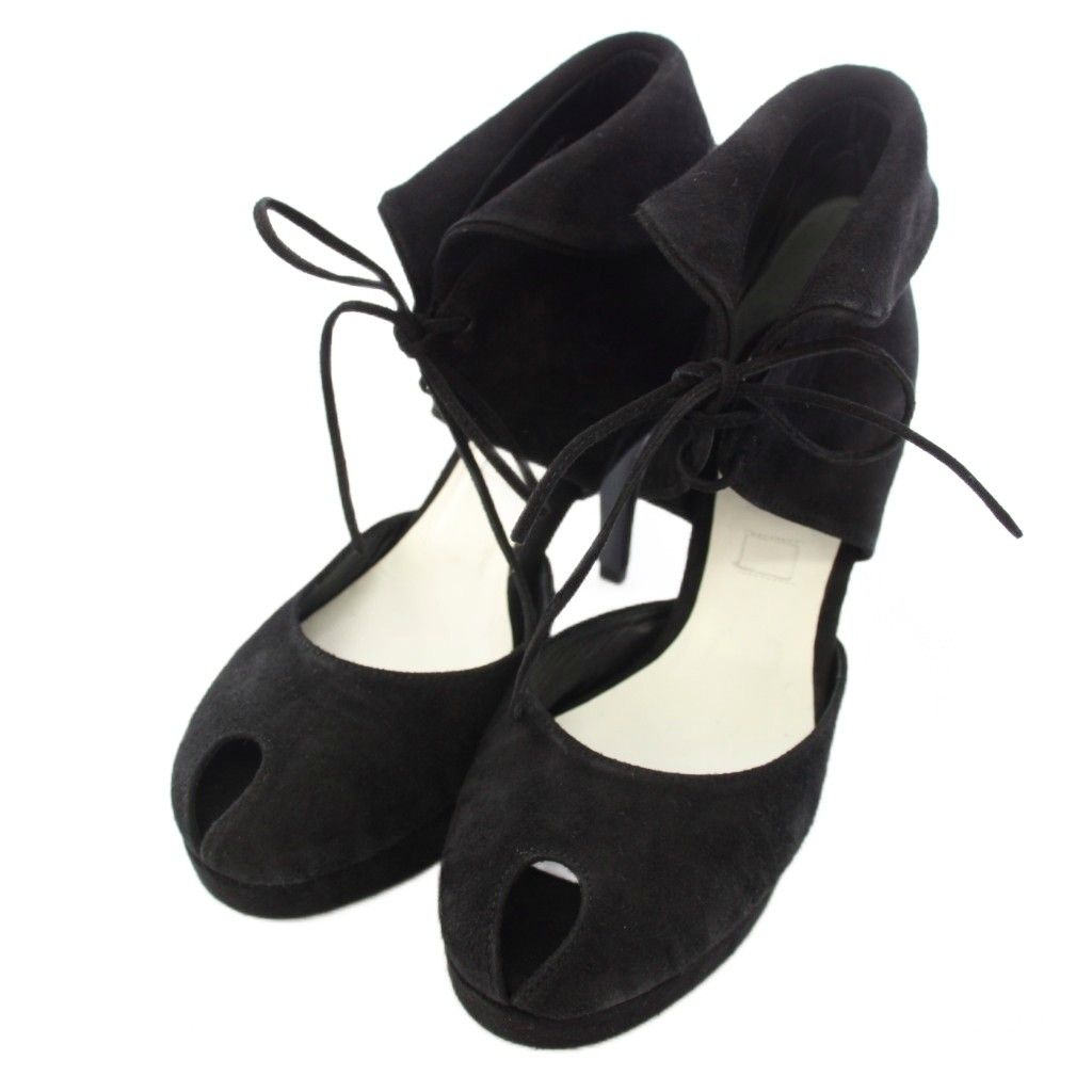 サキアス SAKIAS カトリーヌ CATHERINE パンプス オープントゥ スエード 36 黒 ブラック /TK