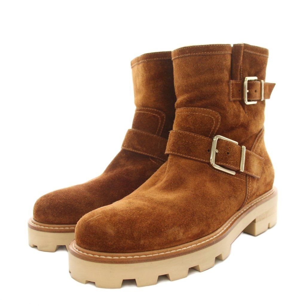 ジミーチュウ JIMMY CHOO ユース ツー Youth II ショートブーツ バイカーブーツ スエード ベルト 38 茶 ブラウン /YT
