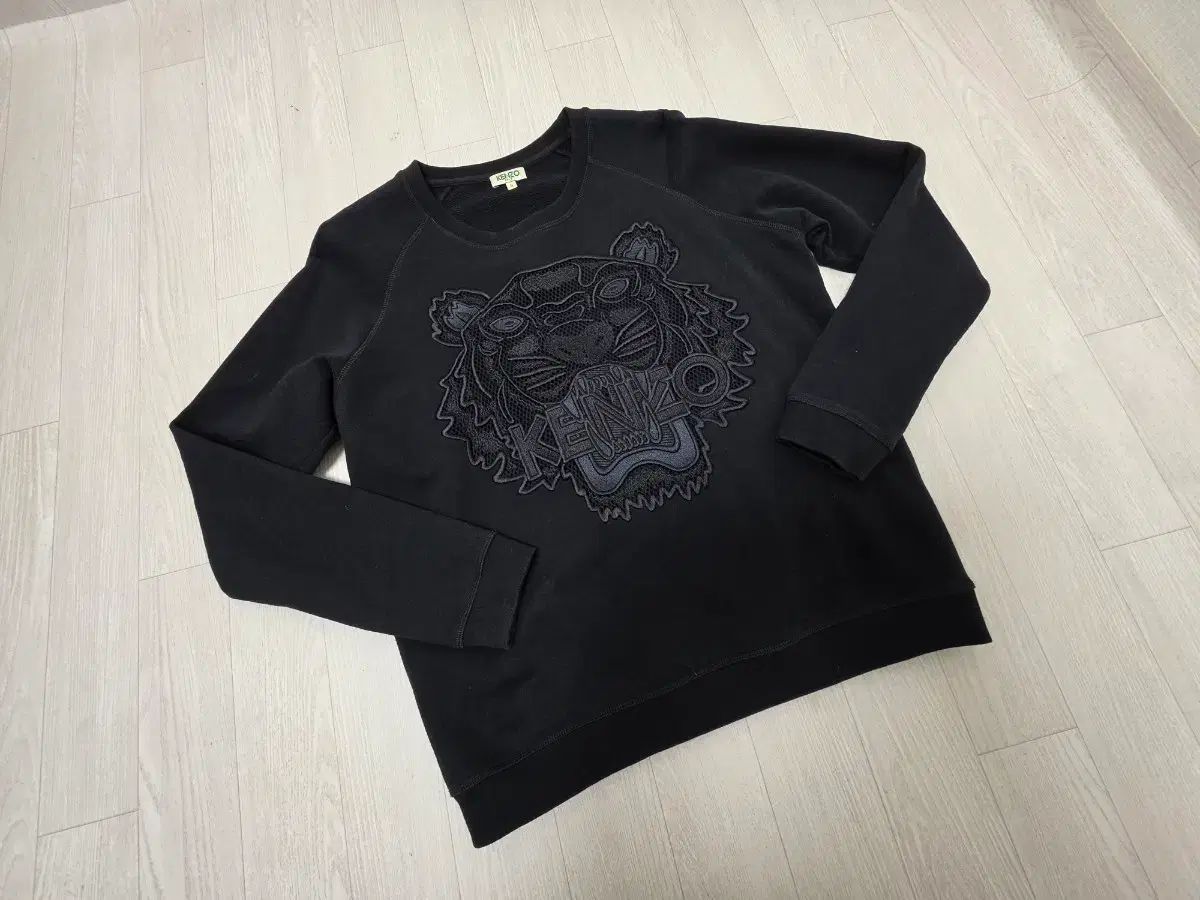 KENZO ケンゾー 正規品 オールブラック スウェット S (シースルー デザインテープ)