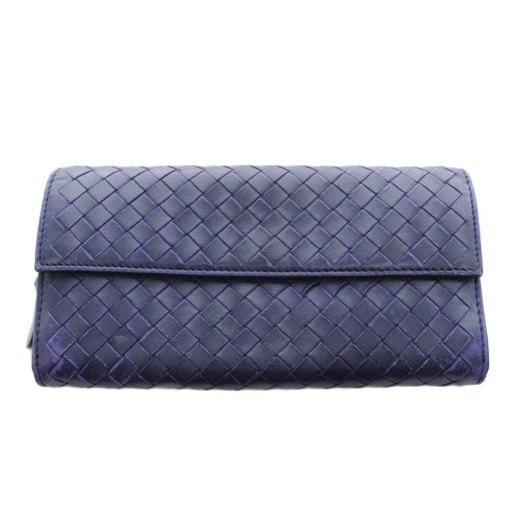 ボッテガヴェネタ BOTTEGA VENETA イントレチャート 長財布 小銭入れ レザー 紫 パープル /AN12 ■OH