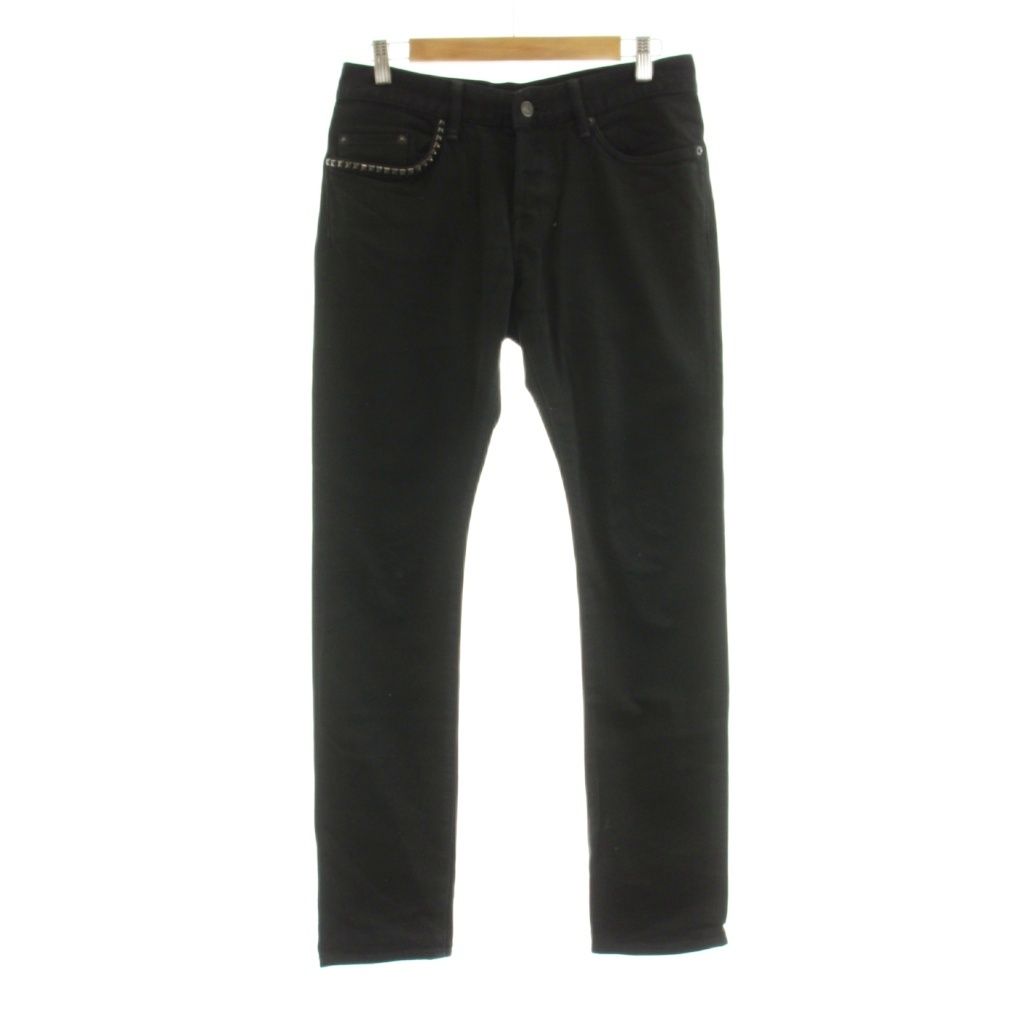 ヒステリックグラマー HYSTERIC GLAMOUR デニムスリムパンツ スキニー ジーンズ ジップフライ スタッズ 30 黒 ブラック 0241AP20 /KU 40