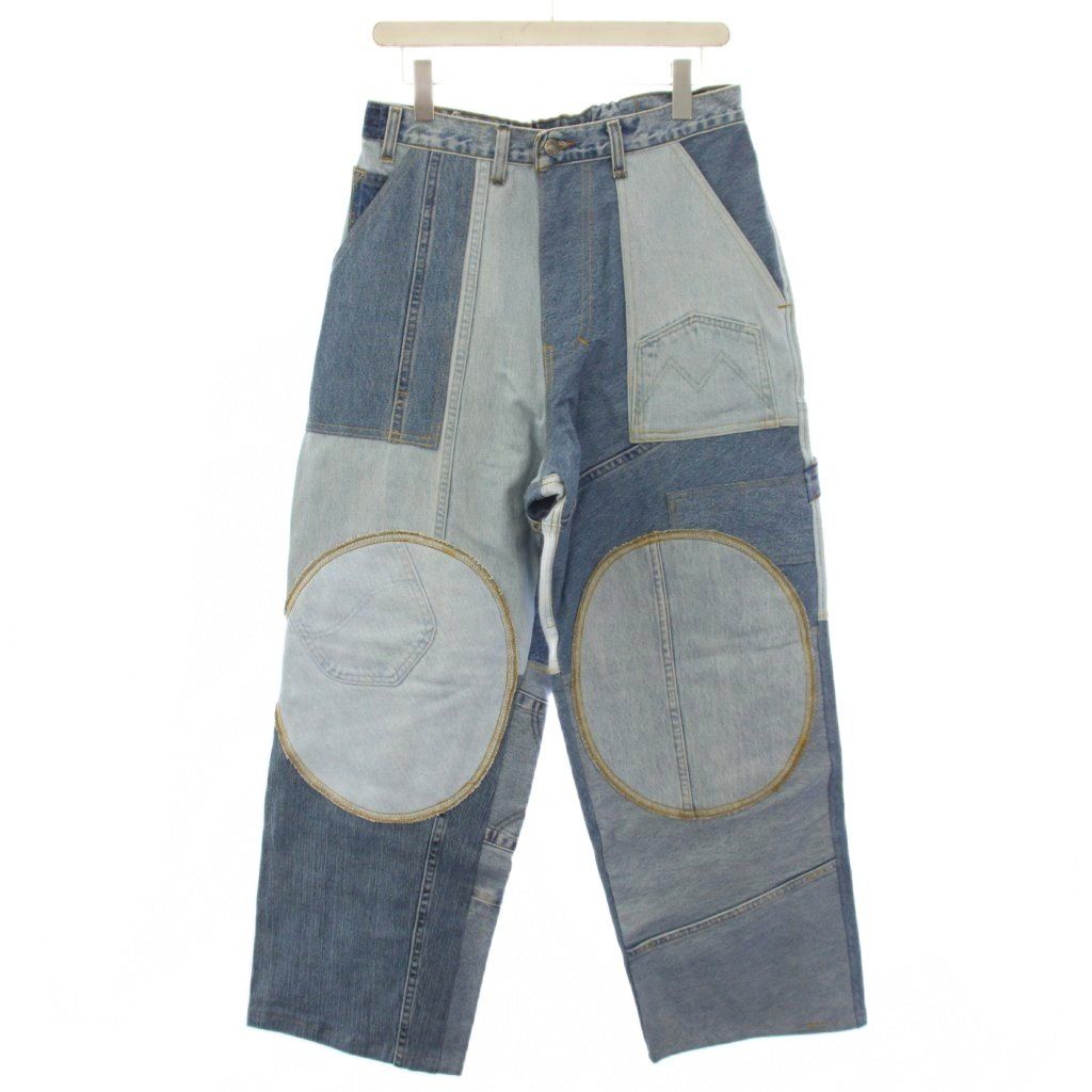 ワイルドルーツ WILDROOTZ デニム ワイドパンツ ジーンズ パッチワーク M 青 ブルー 21030410005730 /TK ▲H