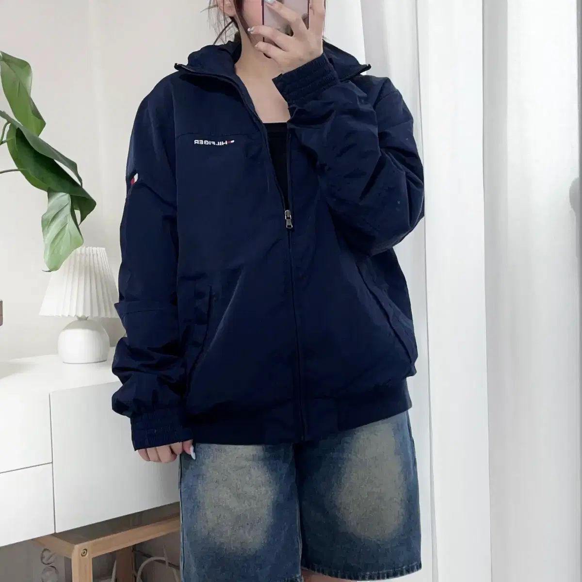 正規品 Tommy Hilfiger トミーヒルフィガー ネイビー サイド刺繍 アウター M