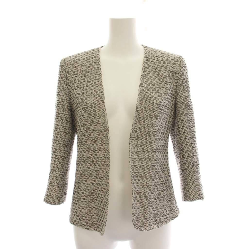 マックスマーラ MAX MARA ノーカラージャケット アウター 36 黒 ブラック 白 ホワイト 総柄 七分袖 10411262 /YM40
