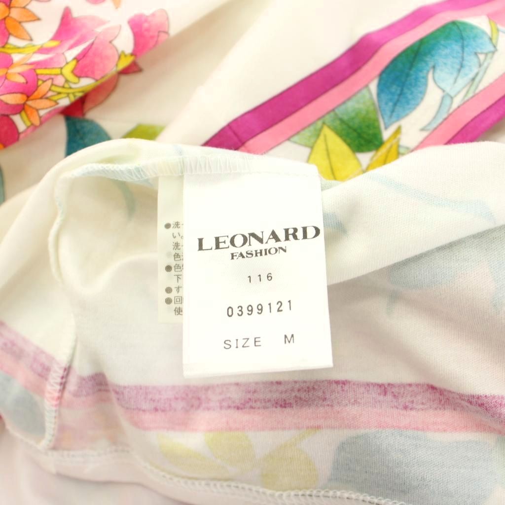 【フランス加工】LEONARD FASHION フラワーカットソー ロゴ 花柄 レオナール LEONARD FASHION Tシャツ カットソー 半袖 花柄 M 白