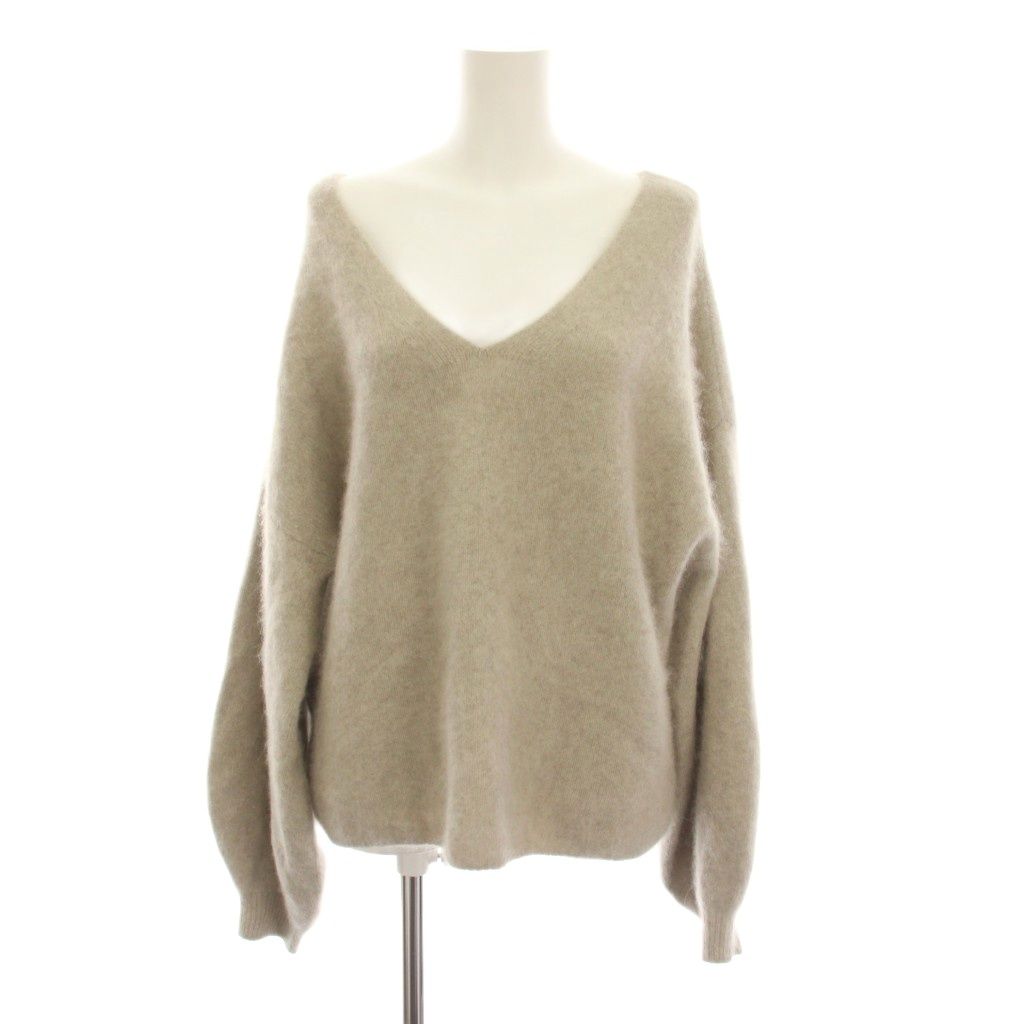 ノーブル NOBLE 25AW ファーニット2WAYパフスリーブニット セーター グレージュ Vネック 長袖 25080240513040 /YM16