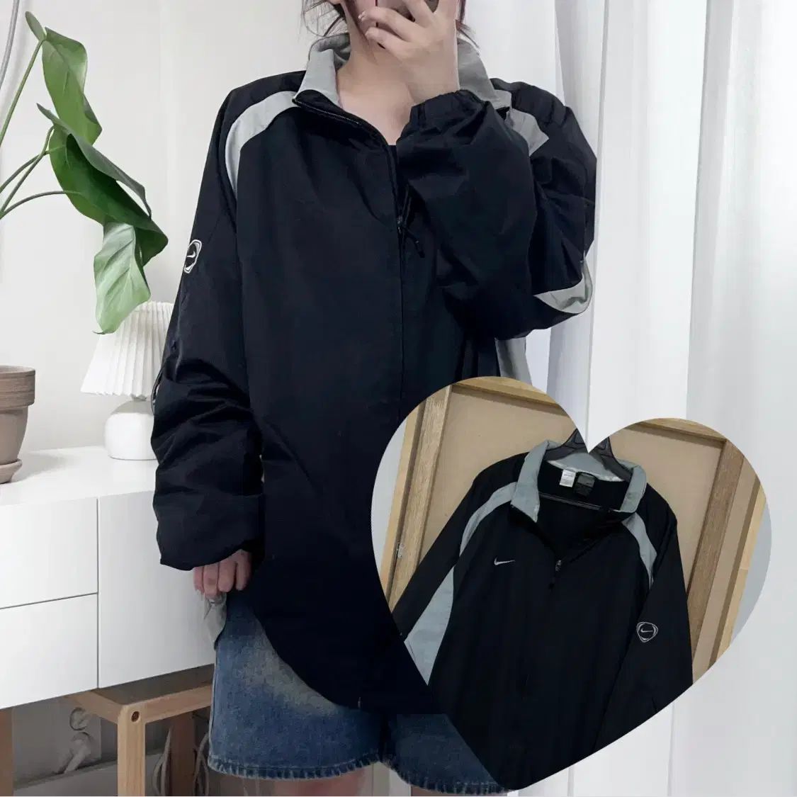 正規品 NIKE ブラック グレー トゥスウッシュ TOTAL 90 ウィンドブレーカー XXL