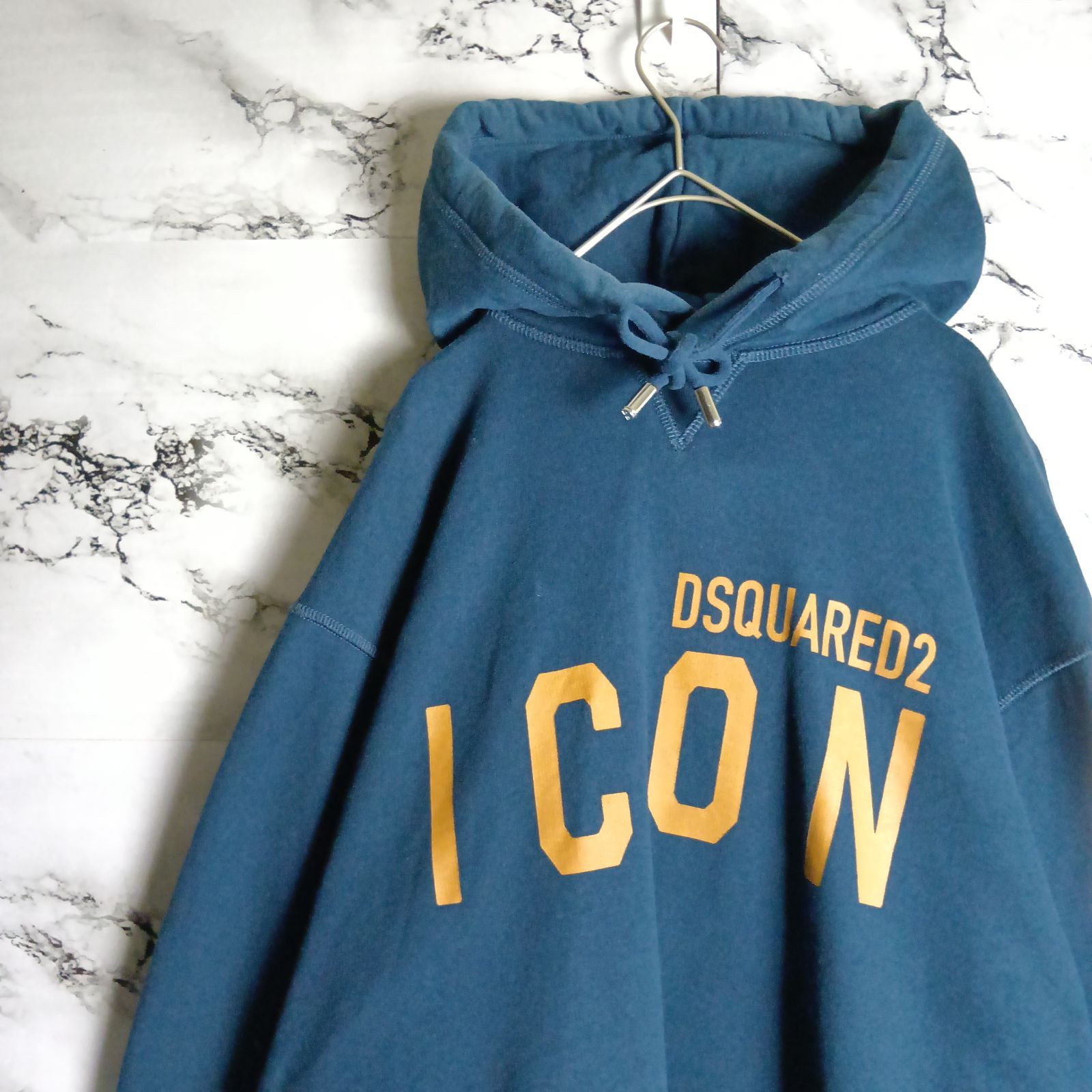 DSQUARED2 ディースクエアード ICON ロゴ パーカー Lサイズ 紺 ネイビー ブルー イタリア製 希少カラー アーカイブ Y2K 2000archives 90s レトロ クラシック メンズ トップス フーディ 至宝の逸品