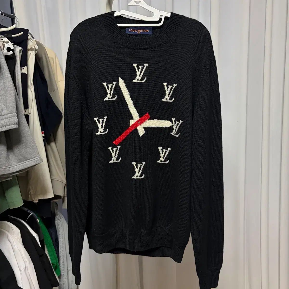 ほぼ新品/105 ルイヴィトン クロック インタルシア ニット