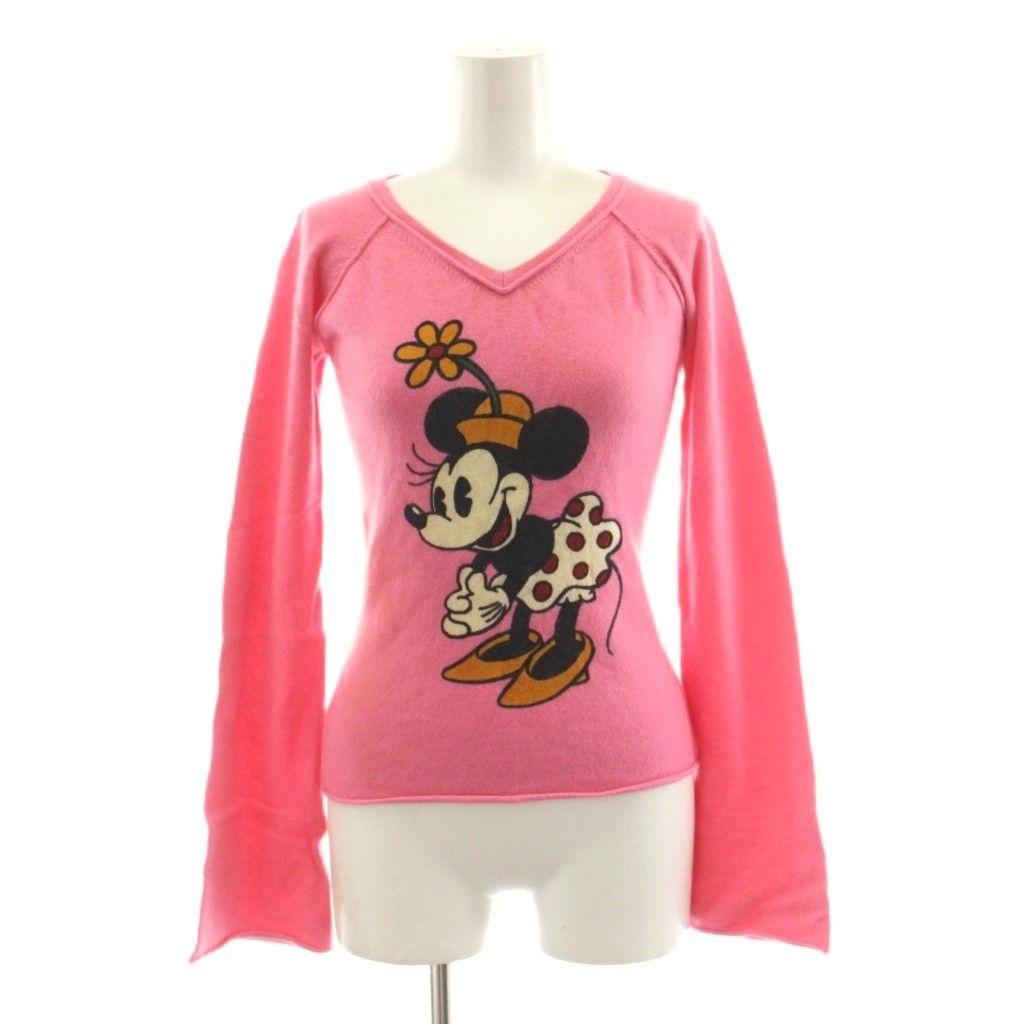 ディズニーヴィンテージ Disney VINTAGE by Jackie Brander ニット セーター 長袖 ミニー プリント ピンク /KU 15 ■MA