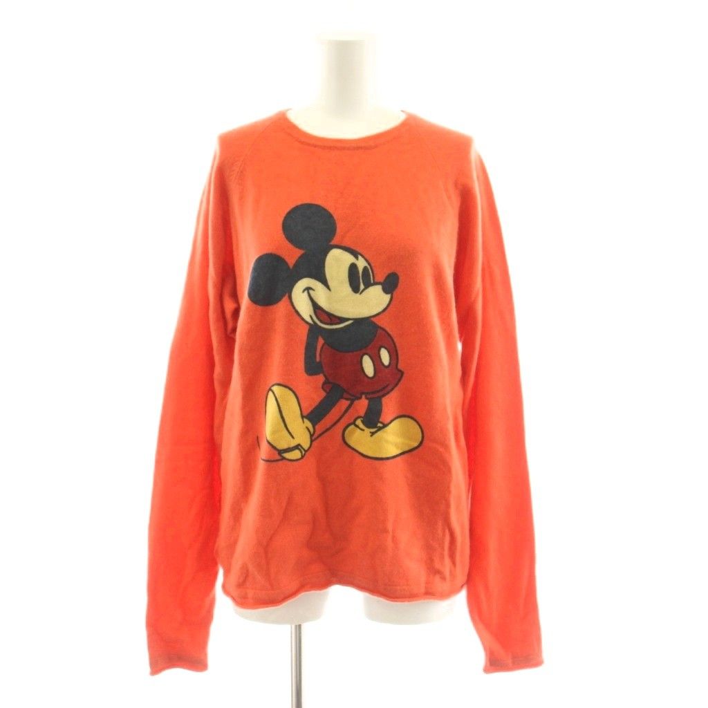 ディズニーヴィンテージ Disney VINTAGE by Jackie Brander ニット セーター 長袖 ミッキー プリント カシミヤ S オレンジ /KU 11 ■MA