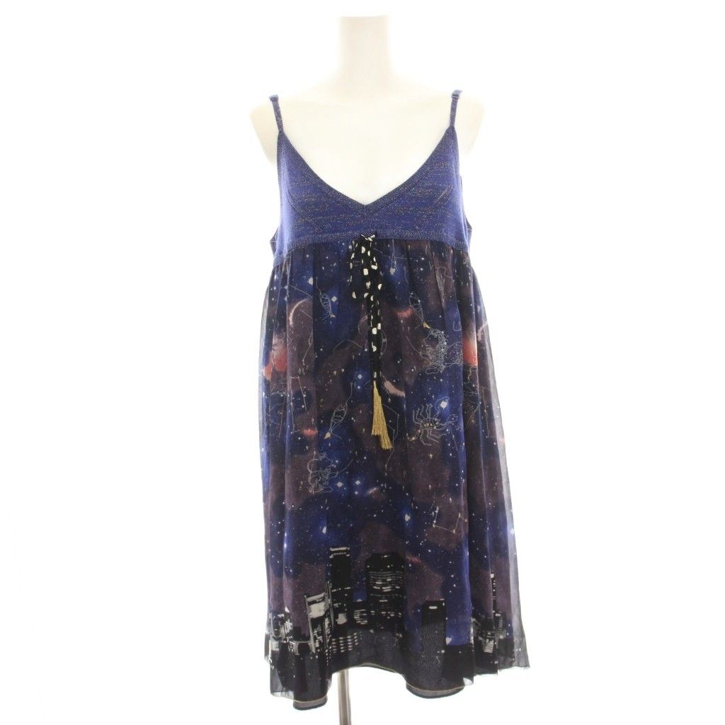 ツモリチサト TSUMORI CHISATO キャミワンピース ひざ丈 星座柄 ニット