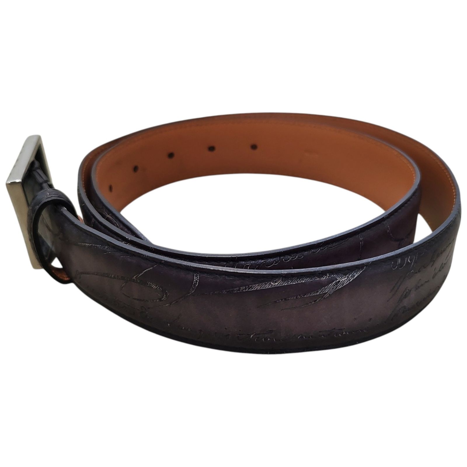 Berluti ベルルッティ カリグラフィ レザー ベルト N0274 95 グレー 