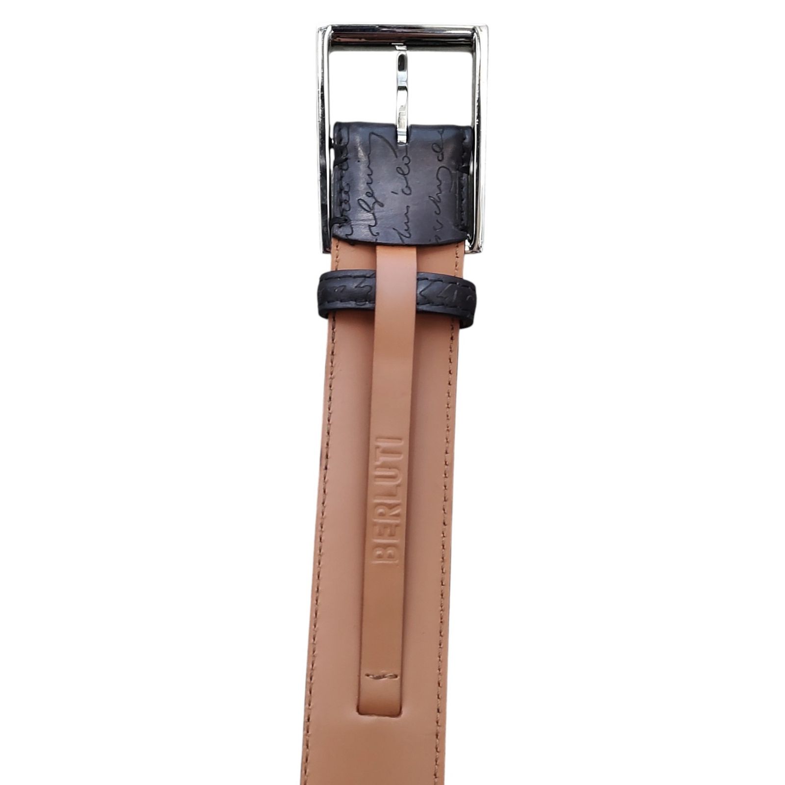 Berluti ベルルッティ カリグラフィ レザー ベルト N0274 95 グレー 